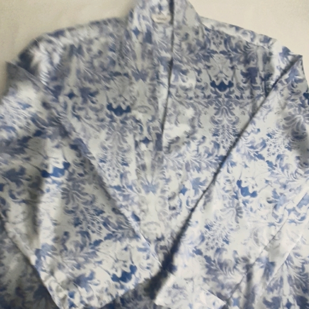 Adonna Women's Gray Floral Print Robe Sz L - Picture 6 of 7